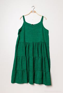 Picture of PLUS SIZE RUFFLED FAUX LINEN DRESS